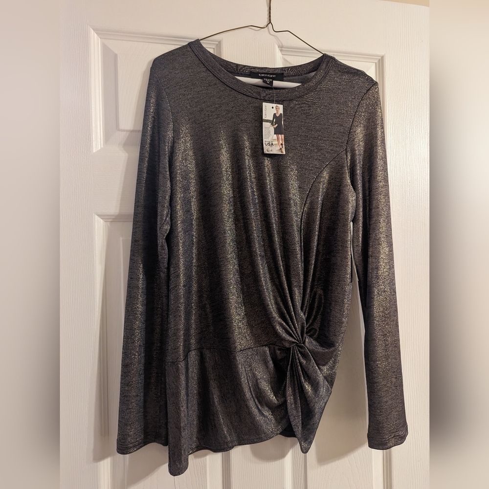 NWT Macy's silver side twist top